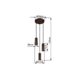 Luminosa Lighting Luminosa James Cluster Pendant Ceiling Light Bronze Colored Matt 3X Gu10 - thumbnail 6