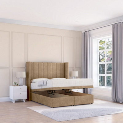 "Sloomy Falcon Mink Naples 4Ft6 Ottoman Bed End Opening With Sprung Memory Mattress & 54"" Headboard-Double" - image 1