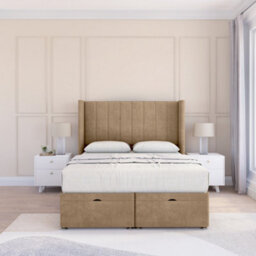 "Sloomy Falcon Mink Naples 4Ft6 Ottoman Bed End Opening With Sprung Memory Mattress & 54"" Headboard-Double" - thumbnail 2
