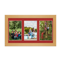 AK Frames 40X20Cm Country Pine Modern Multi Photo Frame With Crimson Mount - Holds 3 Apertures (3X) 6X4 Photos
