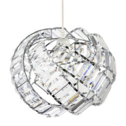Happy Homewares Modern Chrome Pendant Lamp Shade With Curved Strips And Acrylic Prisms - thumbnail 3
