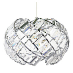 Happy Homewares Modern Chrome Pendant Lamp Shade With Curved Strips And Acrylic Prisms - thumbnail 4