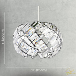 Happy Homewares Modern Chrome Pendant Lamp Shade With Curved Strips And Acrylic Prisms - thumbnail 7