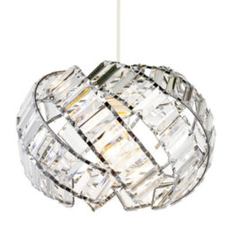 Happy Homewares Modern Chrome Pendant Lamp Shade With Curved Strips And Acrylic Prisms - thumbnail 2