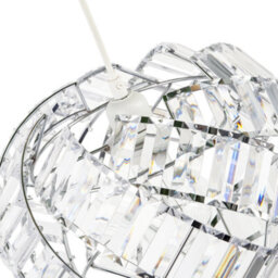 Happy Homewares Modern Chrome Pendant Lamp Shade With Curved Strips And Acrylic Prisms - thumbnail 5