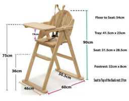 Safetots Deluxe Putaway Folding Wooden High Chair, White, Highchair For Baby And Toddler, Pre-Assembled - thumbnail 5