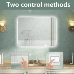 AVER-GROWTH Led Bathroom Mirror With Light 3 Colour Backlit Demister Anti-Fog Touch/wall Switch Vertical/horizontal Illuminated Mirror 80X60Cm - thumbnail 5
