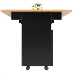 Abrihome Kitchen Island, Kitchen Cabinet With Storage Space, Removable Serving Trolley, Buffet Cabinet, Multifunctional Dining Table, Black - thumbnail 6