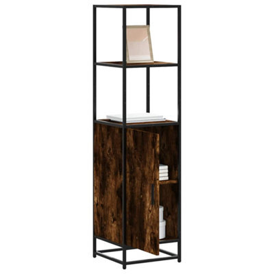 Walplus Highboard Smoked Oak 35.5X35X139 Cm Engineered Wood And Metal - image 1
