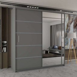 Sliding Wardrobes 4 u LTD Sliding Wardrobes 4U Heaton Mirror Sliding Door Wardrobe In 3 Colors And 4 Sizes (Grey W150Cm H217Cm) - thumbnail 1