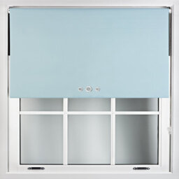 Furnished Triple Eyelets Blackout Window Blinds Free Cut Service - Duck Egg Blue (W)150Cm X (L)165Cm