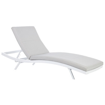 Beliani Sun Lounger With Cushion Amelia Reclining Metal Light Grey - image 1