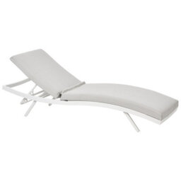 Beliani Sun Lounger With Cushion Amelia Reclining Metal Light Grey - thumbnail 4