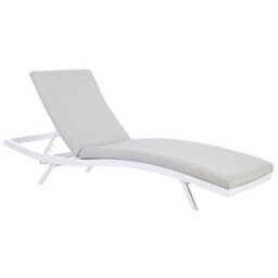 Beliani Sun Lounger With Cushion Amelia Reclining Metal Light Grey - thumbnail 1