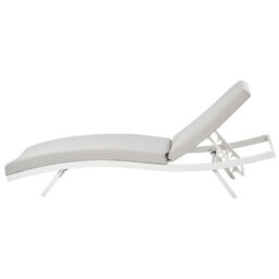 Beliani Sun Lounger With Cushion Amelia Reclining Metal Light Grey - thumbnail 7