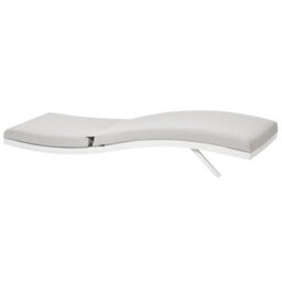Beliani Sun Lounger With Cushion Amelia Reclining Metal Light Grey - thumbnail 5