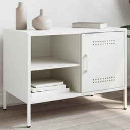Berkfield Tv Cabinet White 68X39X50.5 Cm Steel - thumbnail 1