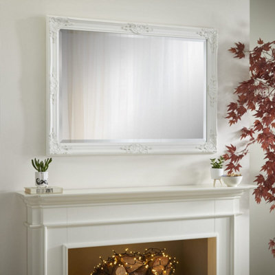 Wall Mirror Highbury Bevelled edge Glass Rectangle Shape with Antique White Frame- H 104cm x W 74cm x D 3.5cm - image 1