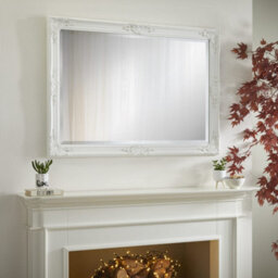 The Online Mirror Shop Wall Mirror Highbury Bevelled Edge Glass Rectangle Shape With Antique White Frame- H 104Cm X W 74Cm X D 3.5Cm