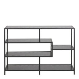 Furniture To Go Seaford Wide Black Metal Bookcase With 4 Black Oak Shelves - thumbnail 2