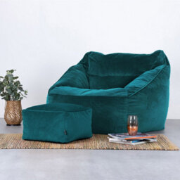 icon Amara Velvet Bean Bag Pouffe Teal Green - thumbnail 2