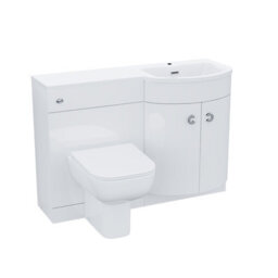 Nes Home 1100mm P Shaped Right Hand White Vanity Basin Cabinet Wc Unit And Rimless Btw Toilet - thumbnail 4