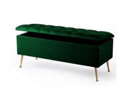 137Cm Amara Chesterfield Ottoman Storage Bench - Plush Velvet Shoes Bench - Forest Green Upholstery Footstool Storage With Legs - thumbnail 2
