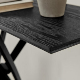 Furniturebox Uk Leonardo Black Wood Veneer Console Table - thumbnail 3