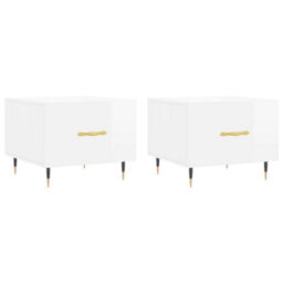 Walplus Coffee Tables 2Pcs High Gloss White 50X50X40 Cm Engineered Wood - thumbnail 2