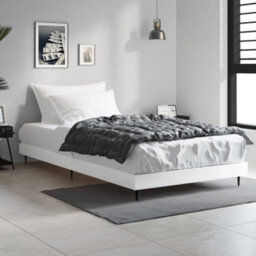 Berkfield Bed Frame High Gloss White 90X190 Cm 3Ft Single Engineered Wood - thumbnail 1