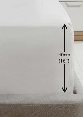 "Homespace Direct Ltd Luxury Super Soft Percale Plain 16"" Deep Fitted Sheet Super King White Fitted Sheet" - image 1