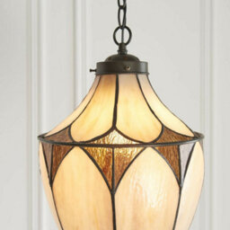 Tiffany Glass Hanging Ceiling Pendant Light Dark Bronze Cream Lamp Shade I00082 - thumbnail 3