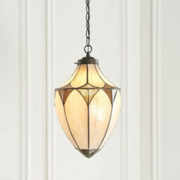 Tiffany Glass Hanging Ceiling Pendant Light Dark Bronze Cream Lamp Shade I00082 - thumbnail 4