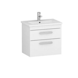 Royal Bathrooms Turin Gloss White 600mm Wall Hung Vanity Unit 2 Drawer With Minimalist Basin Sink - thumbnail 6