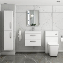 Royal Bathrooms Turin Gloss White 600mm Wall Hung Vanity Unit 2 Drawer With Minimalist Basin Sink - thumbnail 2