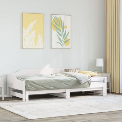Berkfield Daybed With Trundle Without Mattress White 90X200 Cm Solid Wood - image 1