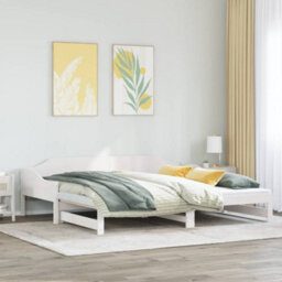 Berkfield Daybed With Trundle Without Mattress White 90X200 Cm Solid Wood - thumbnail 4