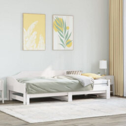 Berkfield Daybed With Trundle Without Mattress White 90X200 Cm Solid Wood