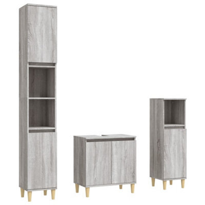 Berkfield Durable 3 Piece Bathroom Furniture Set Grey Sonoma Engineered Wood