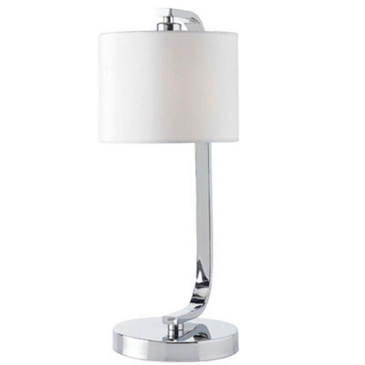 Touch Dimmable Table Lamp Chrome & White Fabric Shade Modern Bedside Desk Light - image 1
