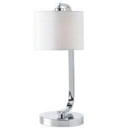 Touch Dimmable Table Lamp Chrome & White Fabric Shade Modern Bedside Desk Light - thumbnail 1