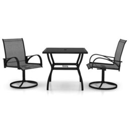 Berkfield 3 Piece Garden Dining Set Textilene And Steel - thumbnail 2