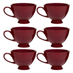 Set Of 6 Montmartre Large Malbec Red Ceramic Tea Cups Coffee Mugs H9.7Cm X Dia13.5Cm - thumbnail 2