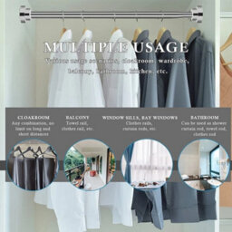 Extendable Wardrobe Rod Stainless Steel Wardrobe Rail 50-85Cm Adjustable Rod - thumbnail 6
