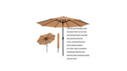 PureLifestyleWonders Solar Led Garden Parasol - Khaki - thumbnail 3