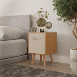 Urbn-Living Urbnliving 51Cm Height Beech Wooden Cube Storage Bookcase Beige Inserts Scandinavian Beech Legs