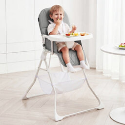 Gainoom Foldable Grey High Chair For Babies And Toddlers Portable High Chair With 3-Level Adjustable Tray & Footrest - thumbnail 4