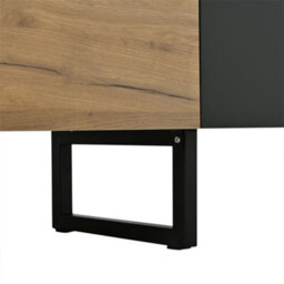 "Abrihome 180X40X55Cm, Tv Console, Natural Wood & Black Tv Stand With 2 Cabinets & Open Side Storage, For Up To 75"" Tv" - thumbnail 8