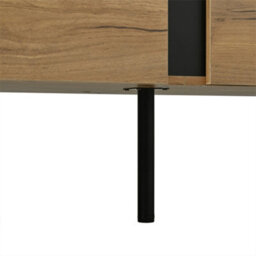 "Abrihome 180X40X55Cm, Tv Console, Natural Wood & Black Tv Stand With 2 Cabinets & Open Side Storage, For Up To 75"" Tv" - thumbnail 9