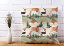 Warren Reed Designer Reindeer On A Snowy Landscape Pattern Cushions 60Cm X 60Cm - thumbnail 2